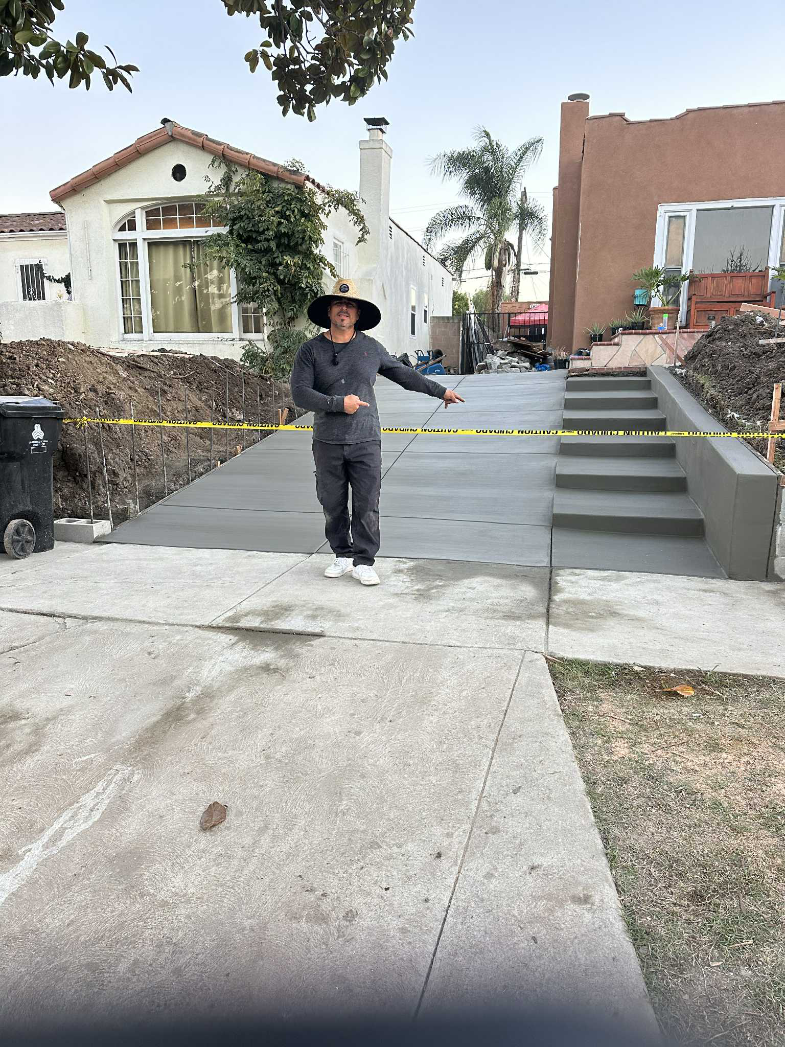 Newly poured driveway and concrete steps — South Bay hillside home